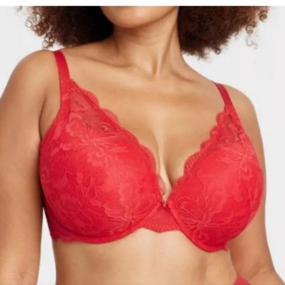 🧡 NWT Auden The Sublime push-up plunge underwire bra, red - Picture 1 of 8